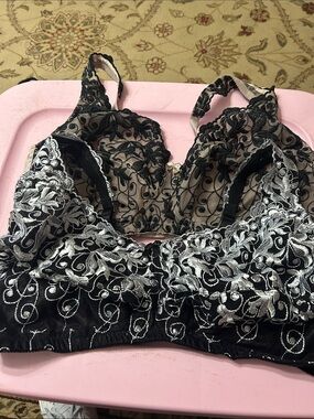 Black Lace & Beige Lace Embroidered Bralette - Women Intimates & Sleepwear